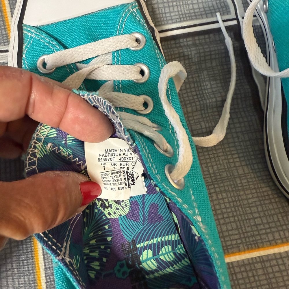 👠Converse All ⭐️ Star Turquoise Canvas Sneakers Like New Size 7 - Picture 8 of 8